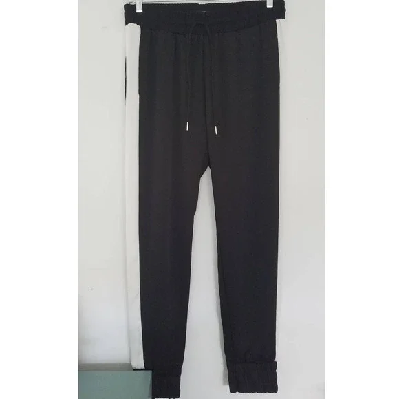 SOLD! H&M New Tuxedo Stripe Drawstring Jogger Pant Black Size 12 NWT - Picture 2 of 8